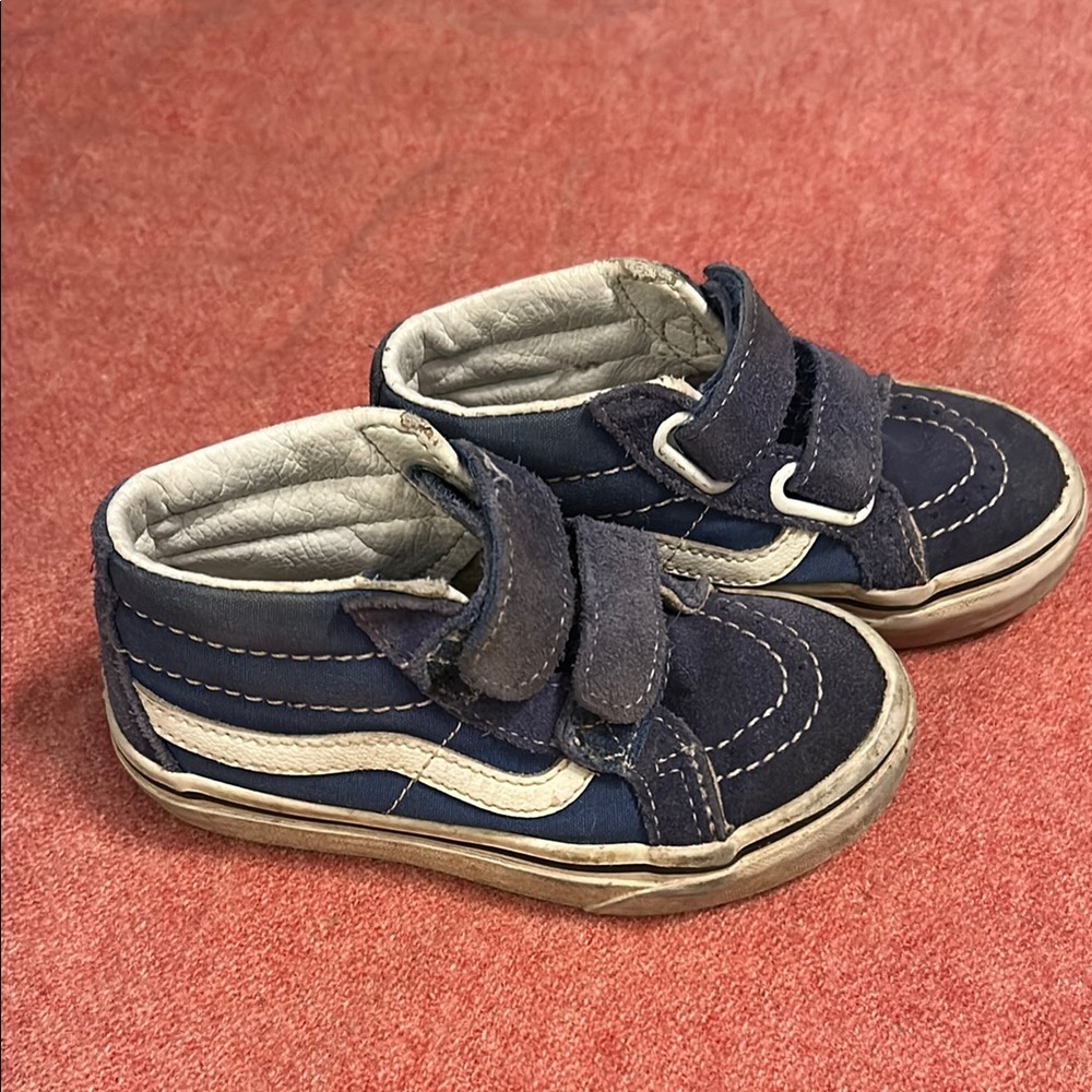 Kids Blue and White Vans Sneakers